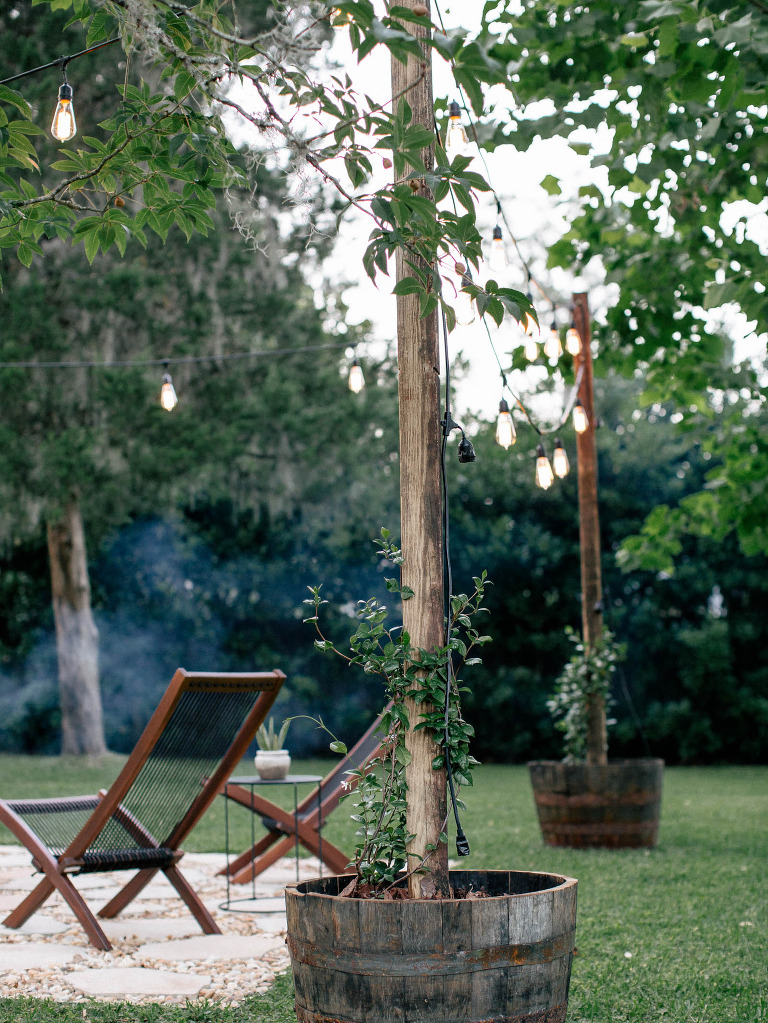 Diy Fire Pit With String Lights Laine And Layne