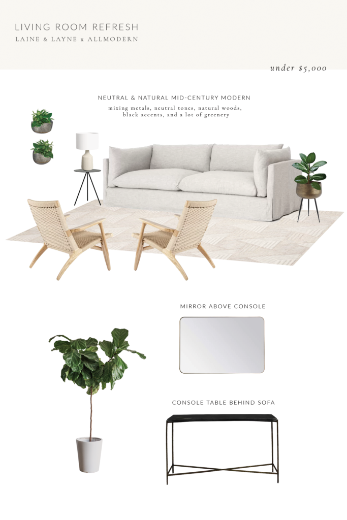 Neutral & Natural MCM Living Room Design » Laine and Layne