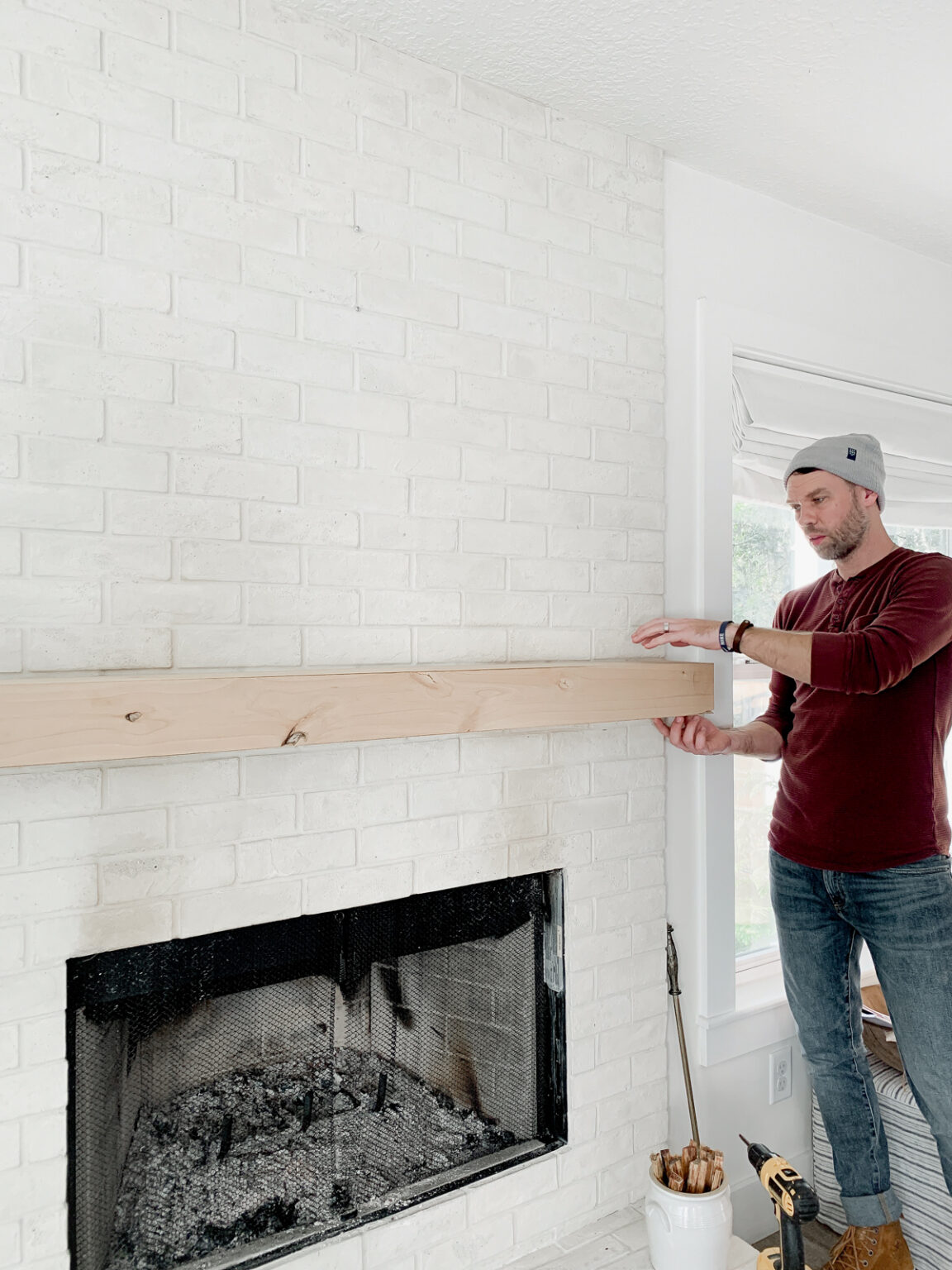 DIY Box Mantel with Craft Paint Stain Laine and Layne