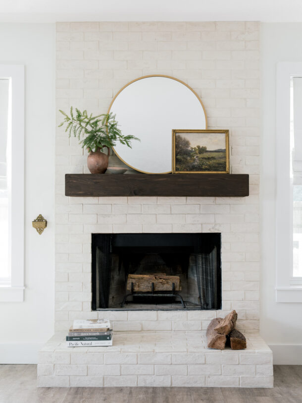 DIY Fireplace Mantel Beam Refresh Laine And Layne   FireplaceMantelBeam Blog 1 4 610x813 