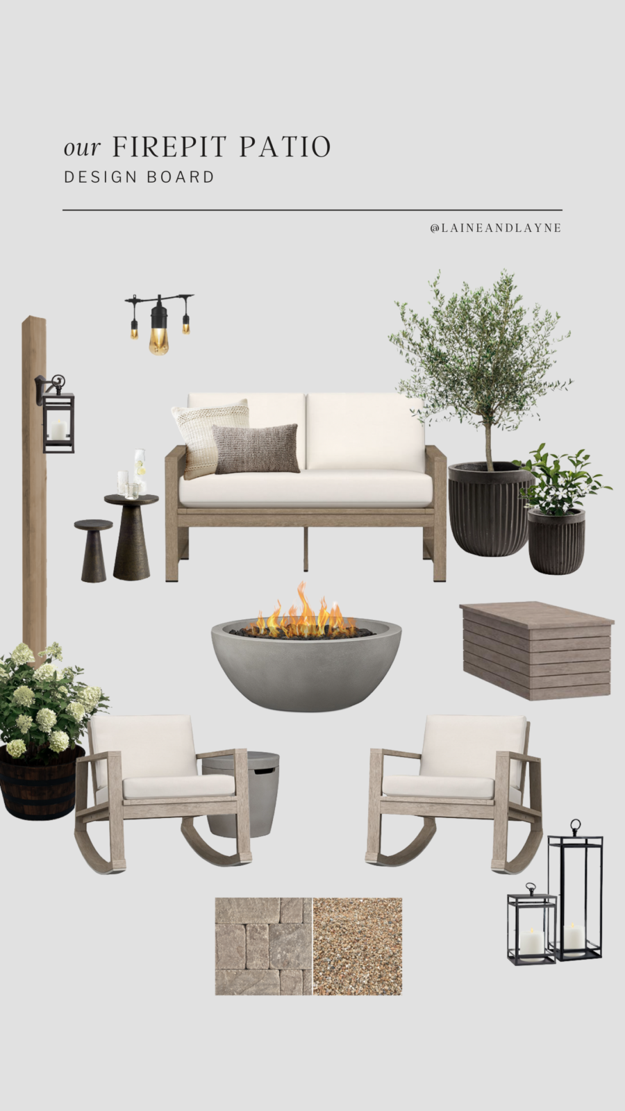 Backyard Firepit Patio Design Board | Laine and Layne