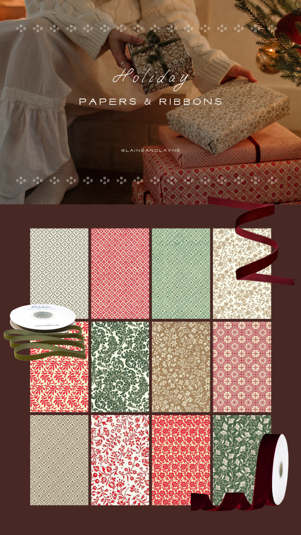 Holiday Wrapping Paper and Ribbons | Laine and Layne